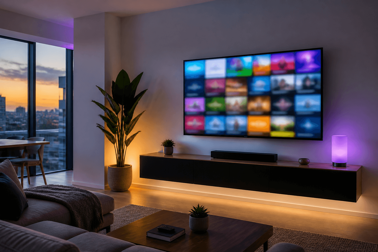 Television displaying live USA TV channels available with an IPTV subscription
